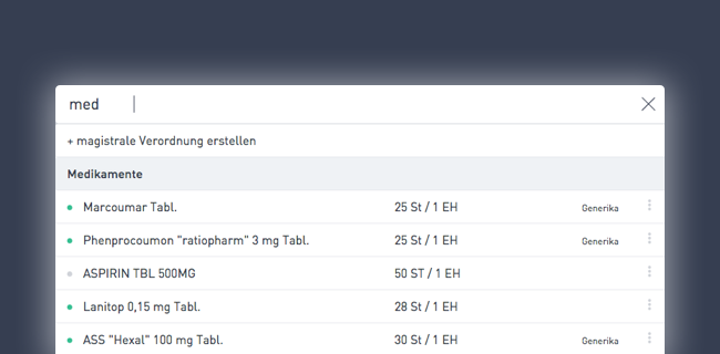 Medikamente verschreiben in der Ordinationssoftware