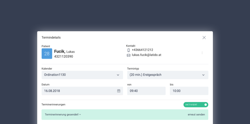Terminerinnerungen in Ihrer Wahlarzt-Software