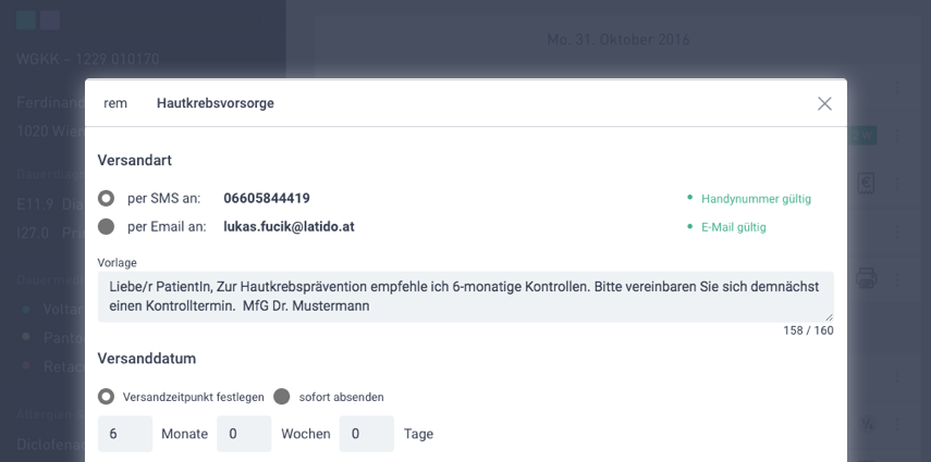 Latido. Die Praxissoftware - SMS- und E-Mail Reminder für Ihre Patienten automatisch aussenden