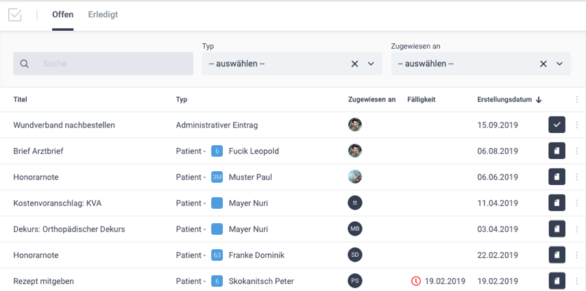 To-Do Liste Ordinationssoftware