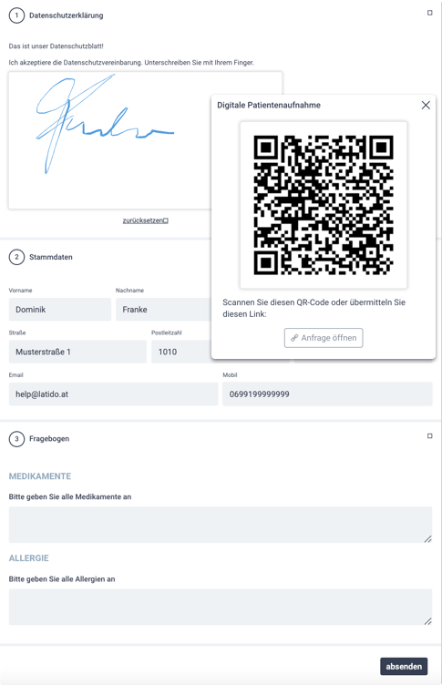 Die digitale Patientenaufnahme von LATIDO. Der Self Check-in für Ihre Ordination.